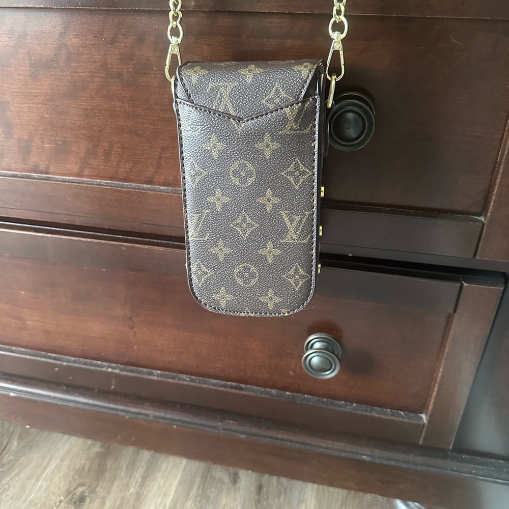 Brown and Gold Monogram Crossbody Bag - Picture 2 of 6